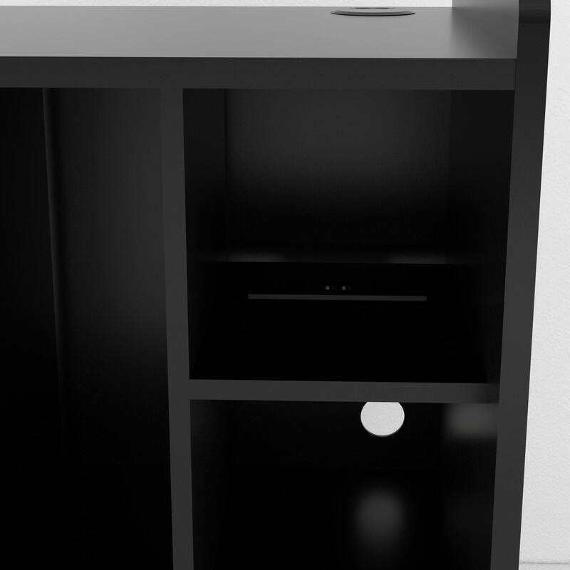 19"W Record Player Holder,Four Grid Record Table Holder,Black